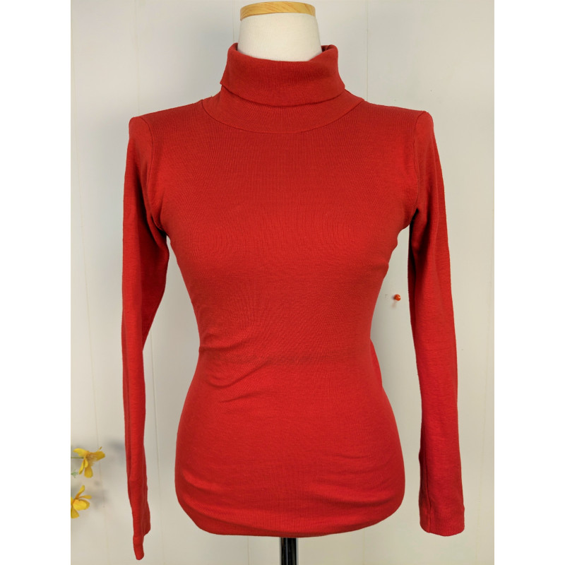 friperie Second life: Sous pull col roulé rouge 70s