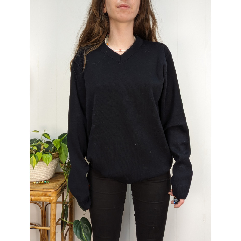 Pull col v Armor Lux - taille L - 50% laine mérinos friperie second life
