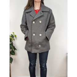 Manteau court en laine vintage gris T.L friperie second life